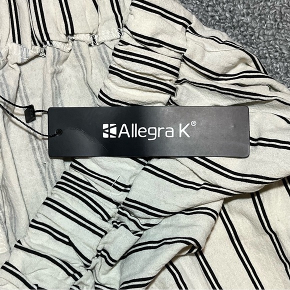 Allegra K Striped Drawstring Waist Wide Leg Pants Womens Size Large Beige NWT - Picture 5 of 11